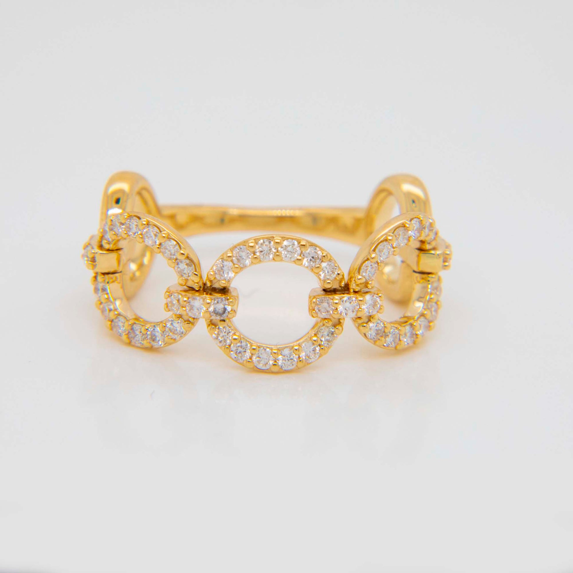 14K Yellow Gold Diamond Chain Link Ring