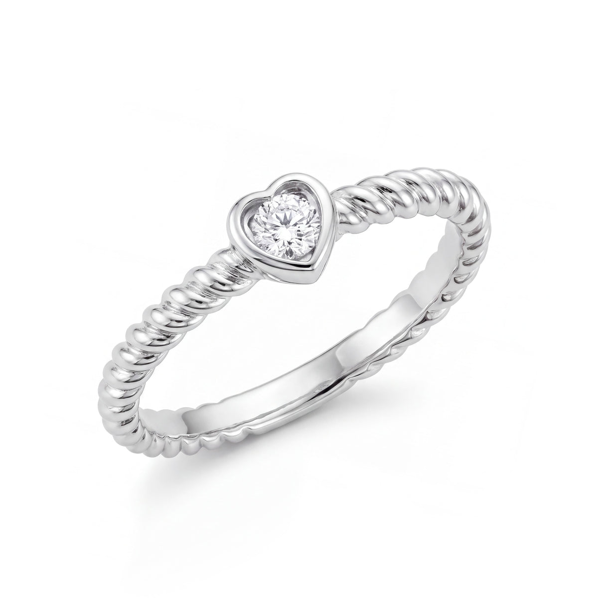 14K White Gold Diamond Heart Ring