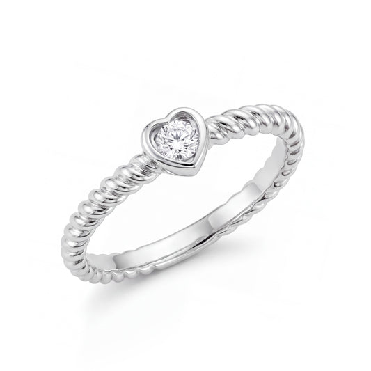 14K White Gold Diamond Heart Ring
