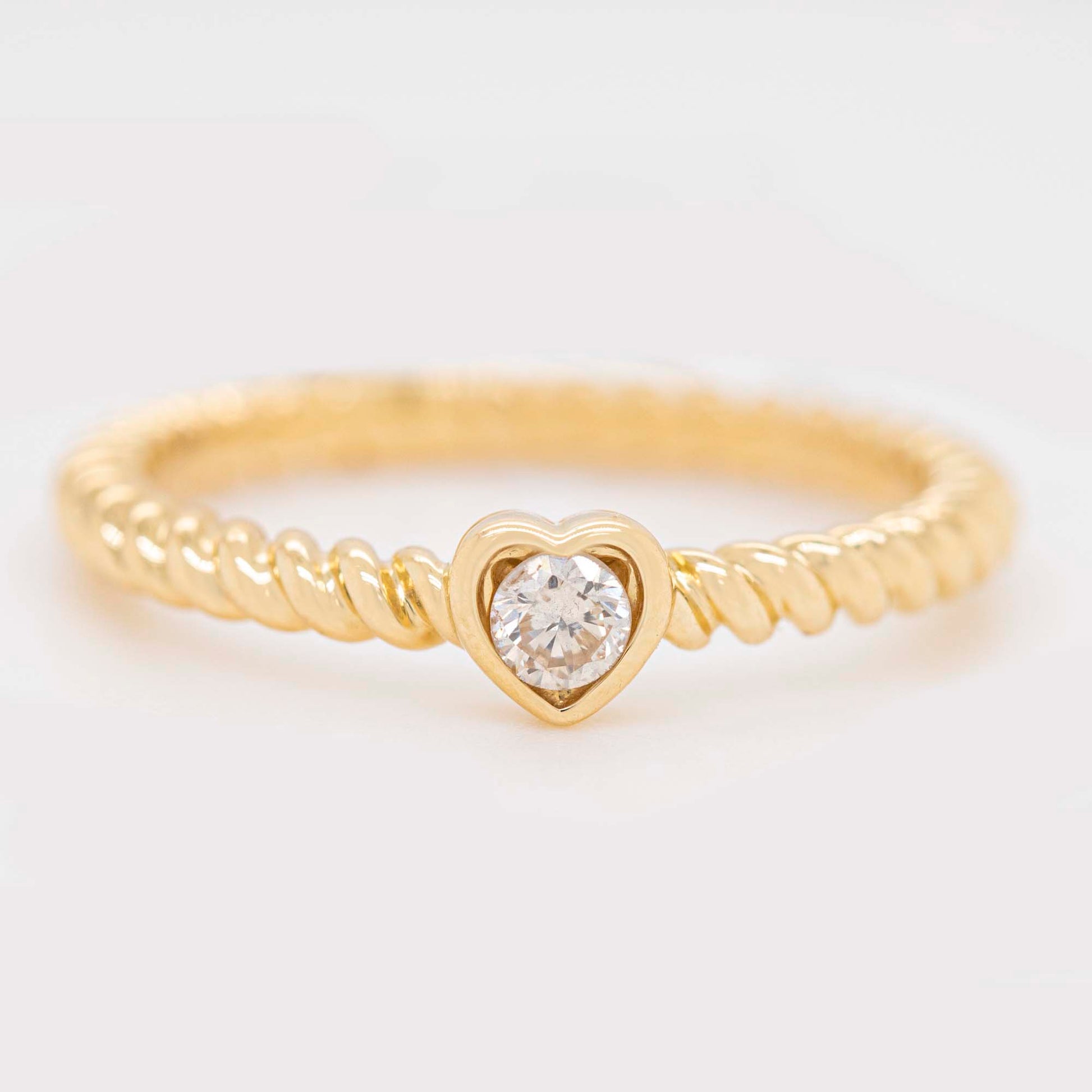 14K Yellow Gold Diamond Heart Ring