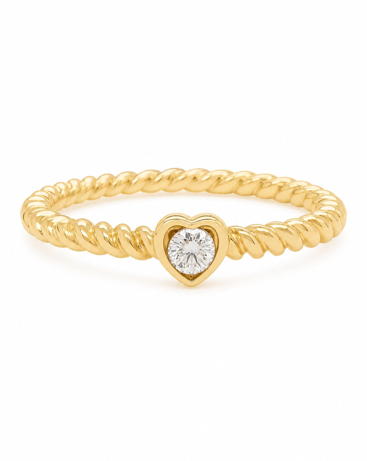 14K Yellow Gold Diamond Heart Ring