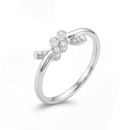 14K White Gold Diamond Knot Ring