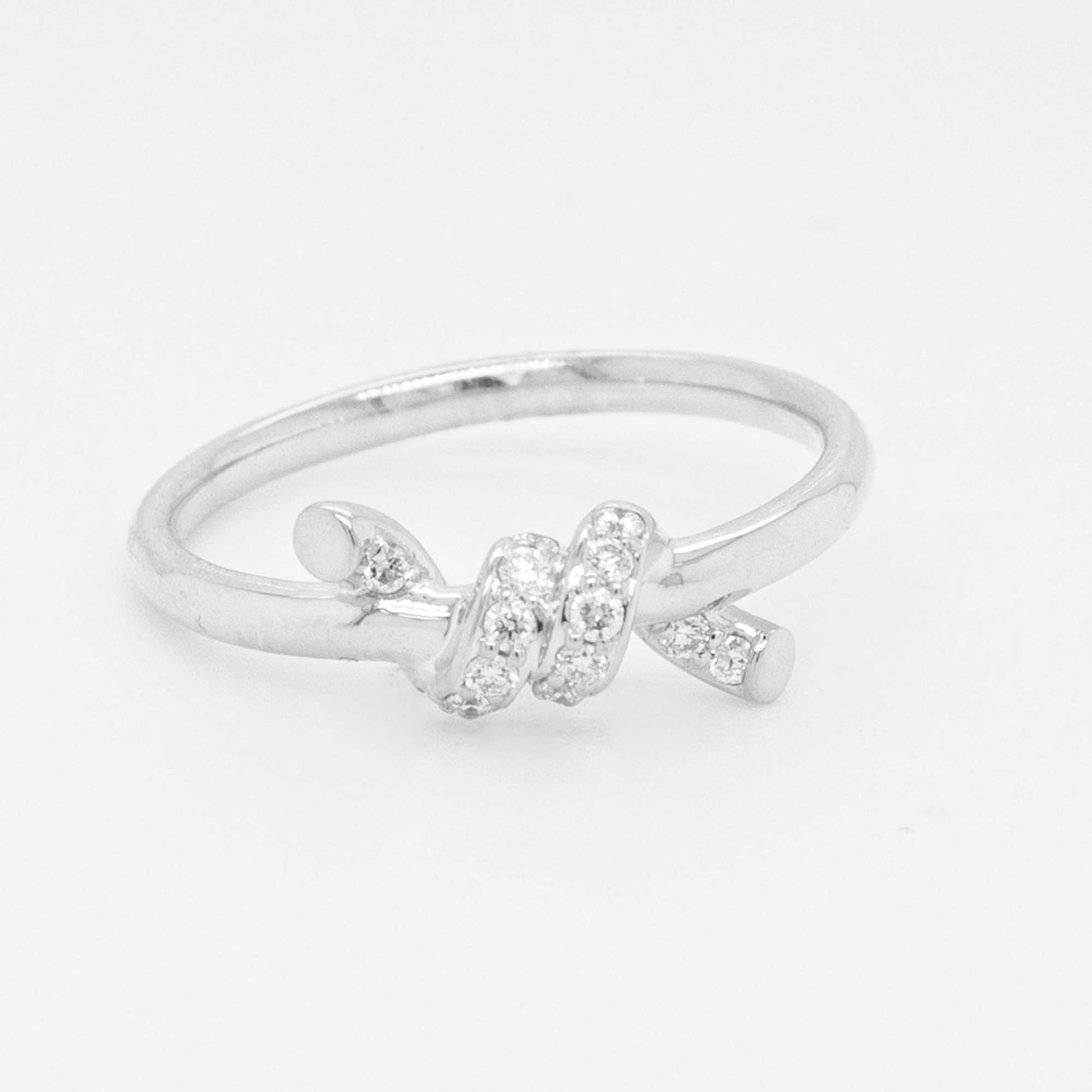14K White Gold Diamond Knot Ring