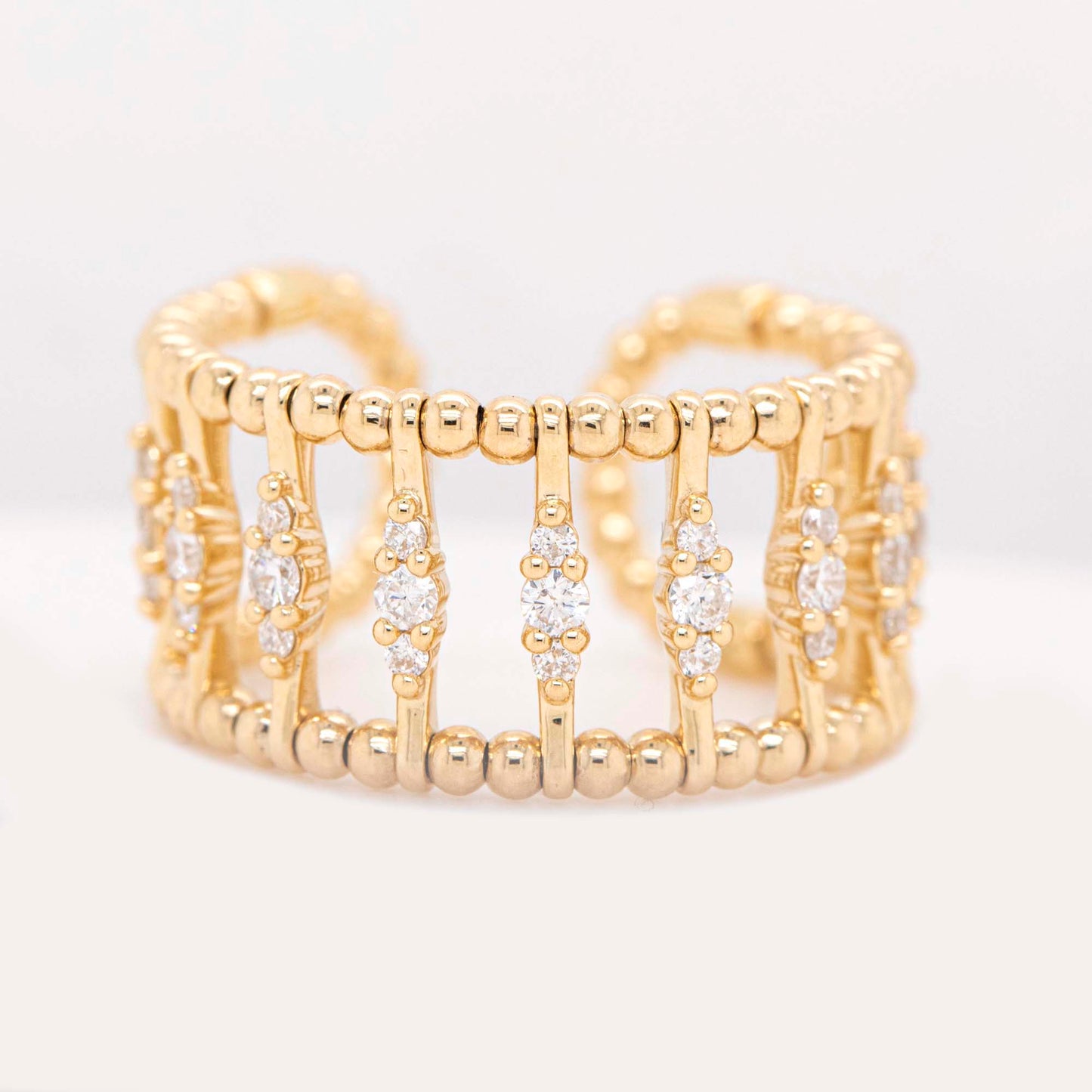 14K Yellow Gold Diamond Wide Band Style 3 Ring