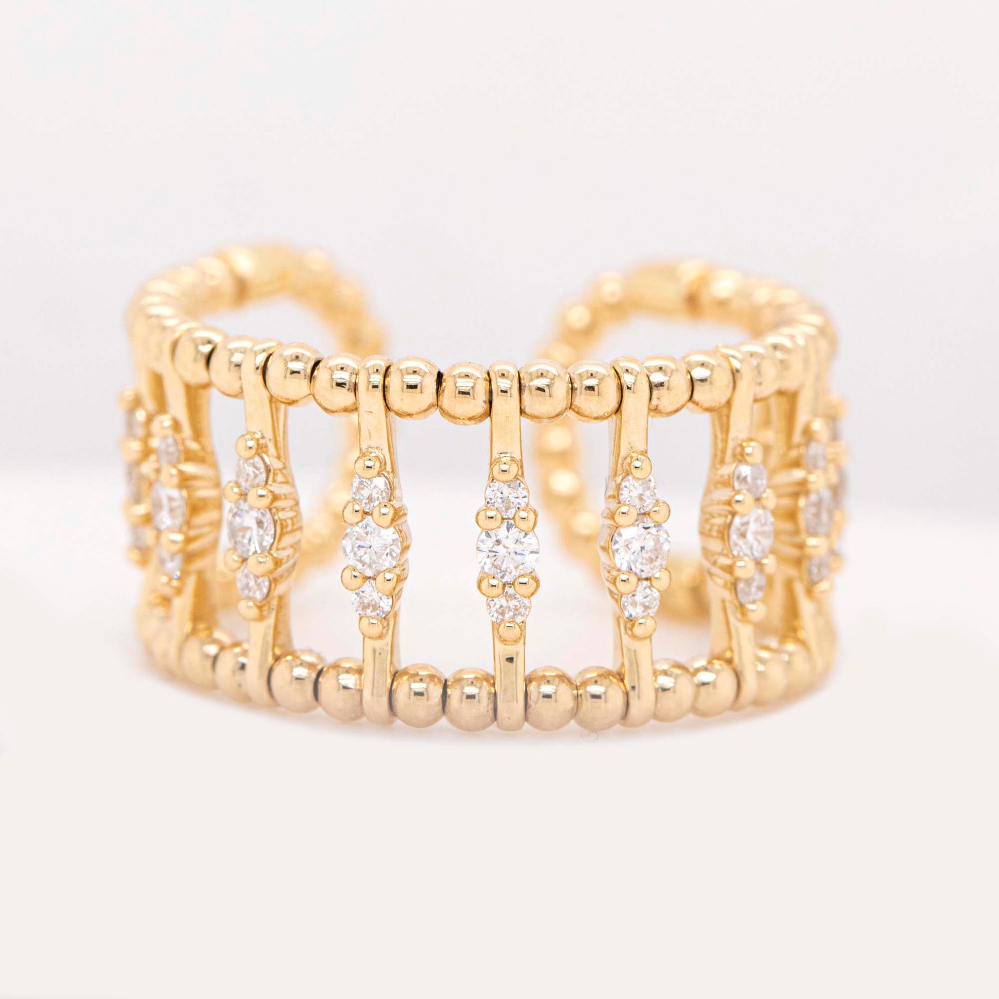 14K Yellow Gold Diamond Wide Band Style 3 Ring