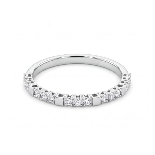 14k White Gold Plain Square & Triple Diamond Band Ring