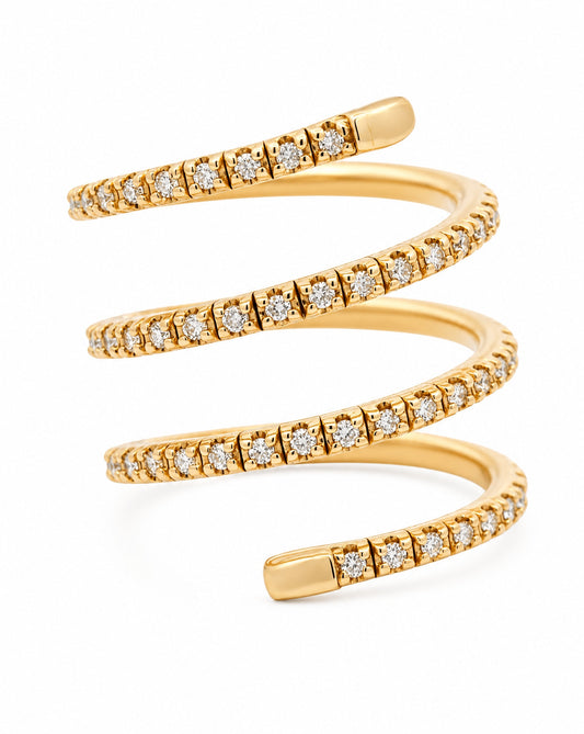 14K Yellow Gold Diamond Flexible Wrap Ring