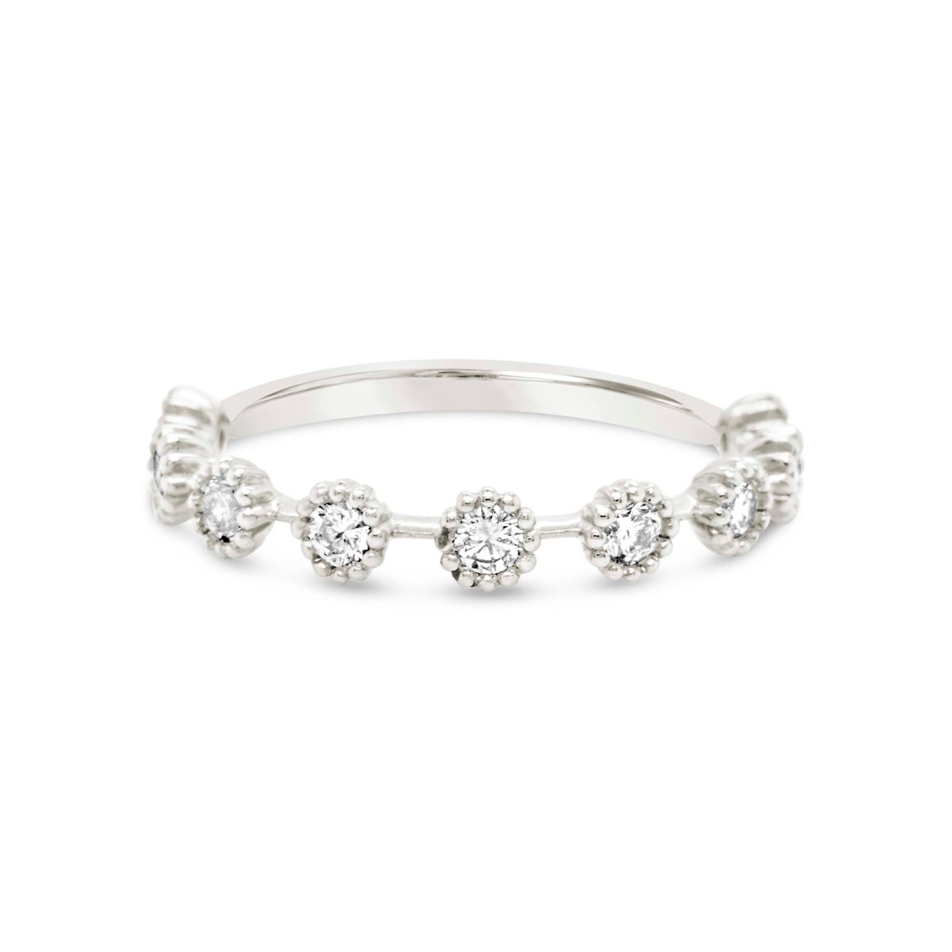 14K White Gold Diamond Station Ring