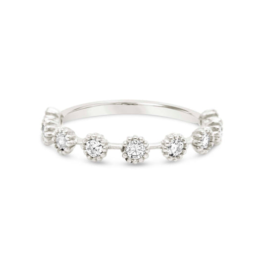 14K White Gold Diamond Station Ring