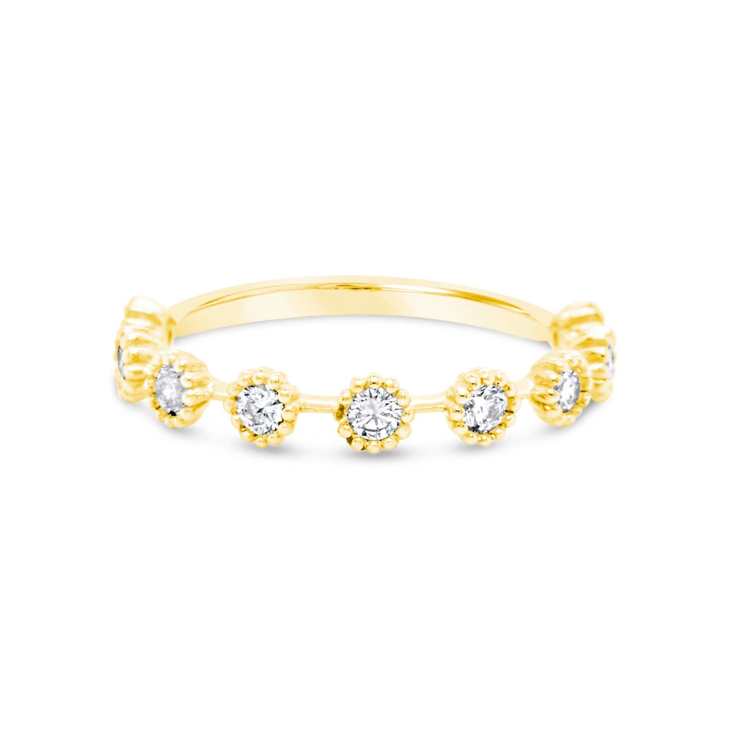 14K Yellow Gold Diamond Station Ring
