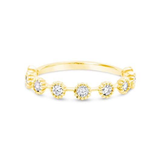 14K Yellow Gold Diamond Station Ring