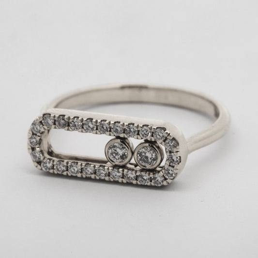 14K White Gold Floating Balls Diamond Ring
