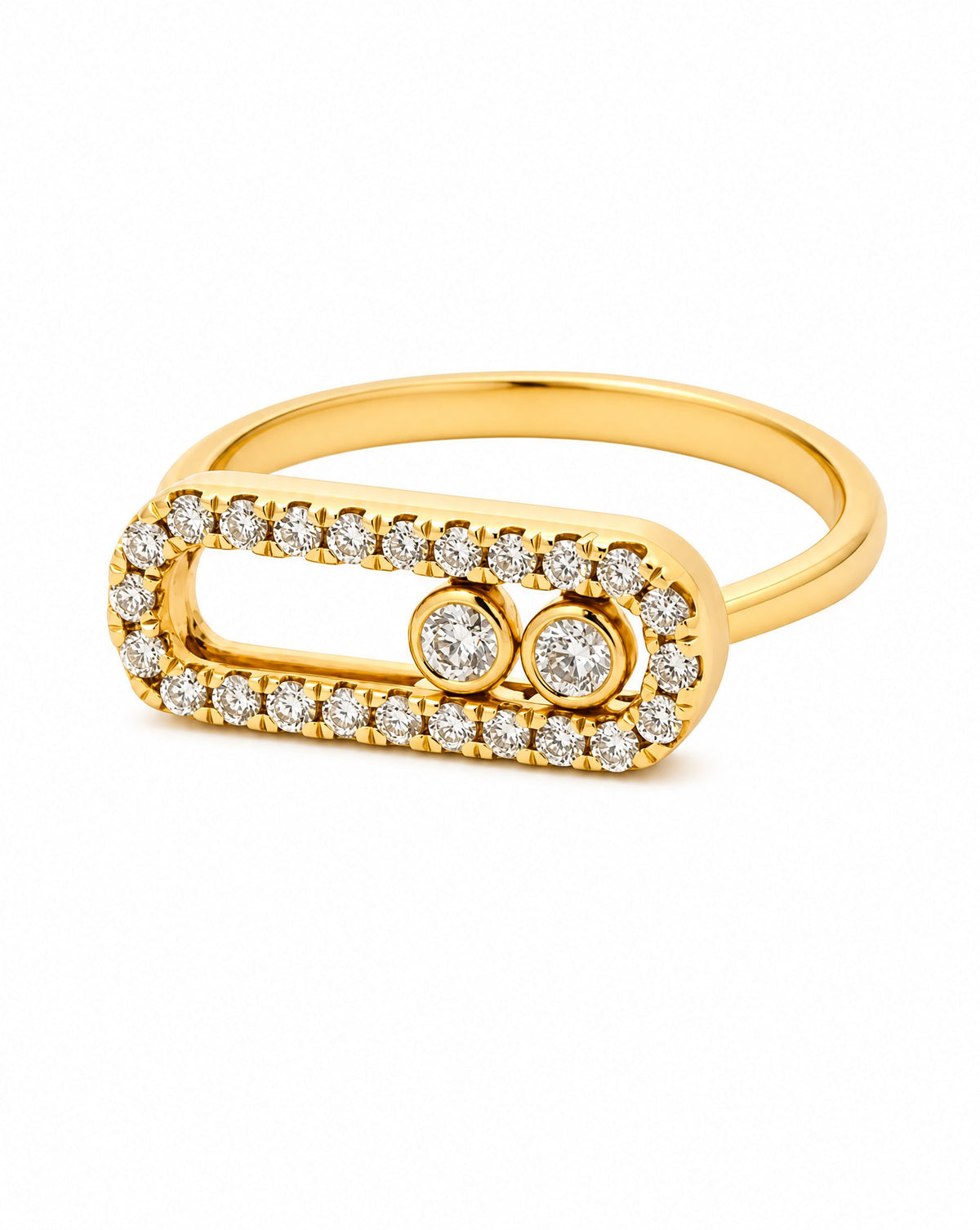 14K Yellow Gold Floating Balls Diamond Ring