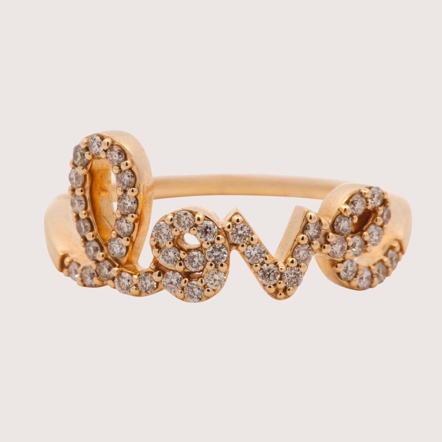 14K Yellow Gold Diamond Love Word Ring