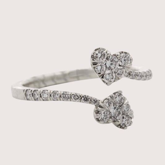 14K White Gold Pave Diamond Heart Wrap Ring