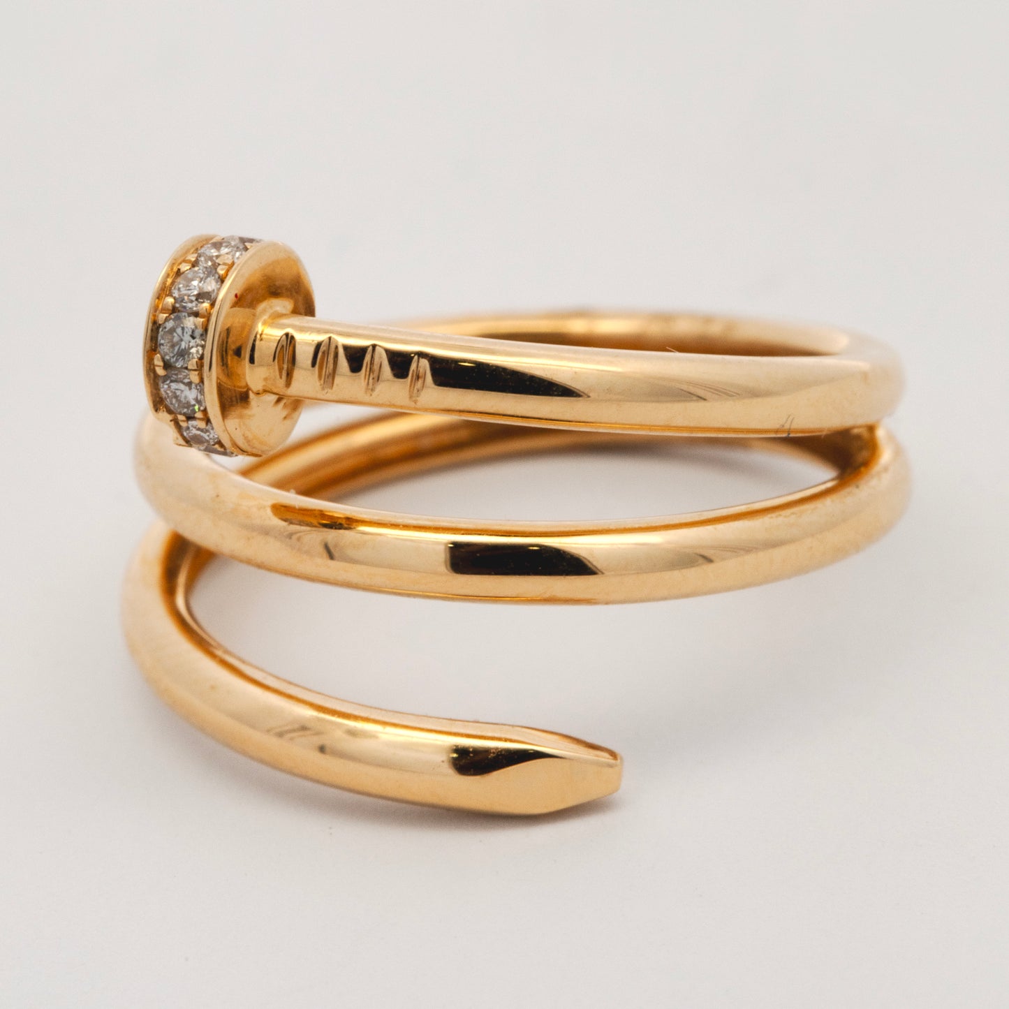 14K Yellow Gold Triple Row Nail Design Diamond Ring