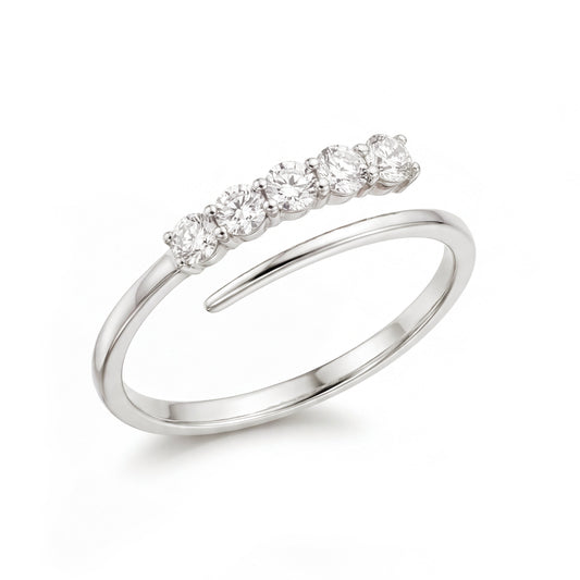 14K White Gold Dainty Wrap Around Diamond Ring