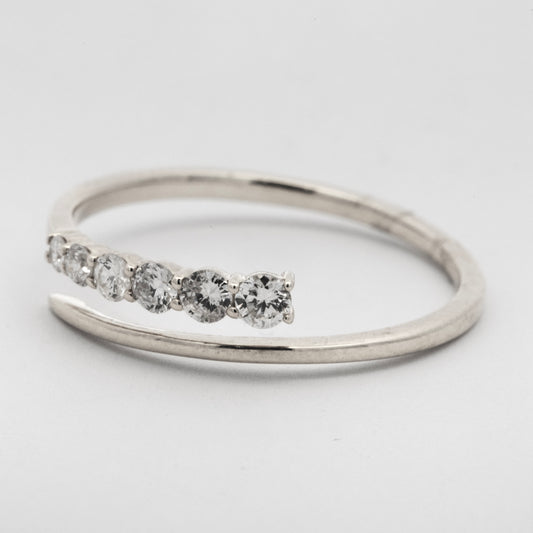 14K White Gold Dainty Wrap Around Diamond Ring