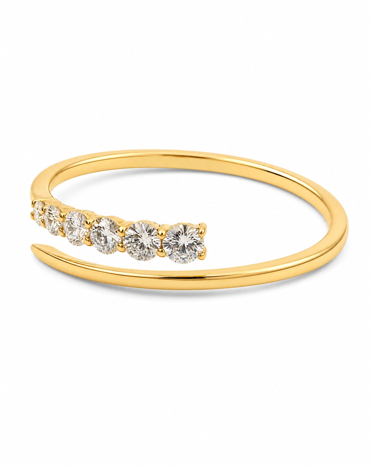 14K Yellow Gold Dainty Wrap Around Diamond Ring
