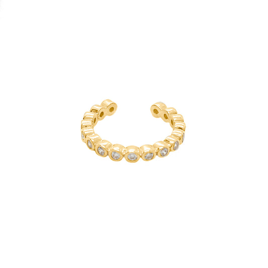 14K Yellow Gold Bubble CZ Ear Cuff