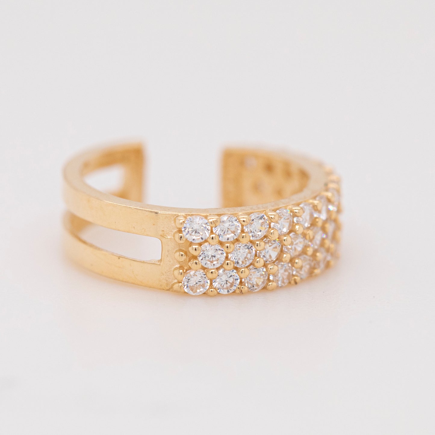 14K Yellow Gold Pavé CZ Split-Band Ear Cuff