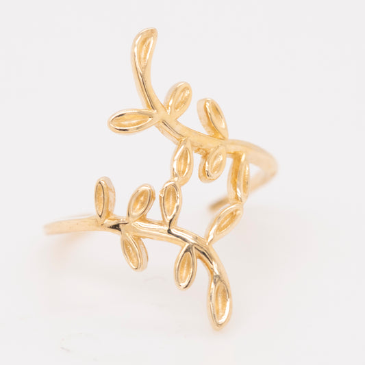 14K Yellow Gold Leaf Ear Cuff