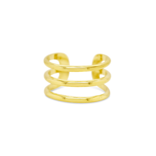14K Yellow Gold Triple Band Ear Cuff