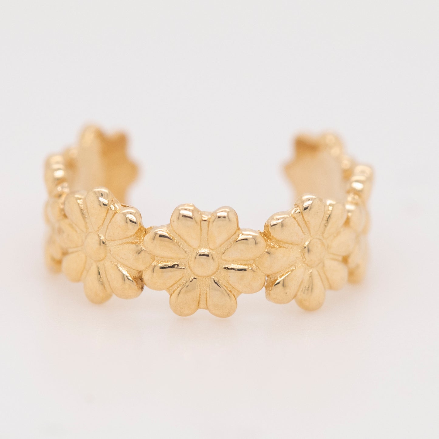 14K Yellow Gold Floral Ear Cuff