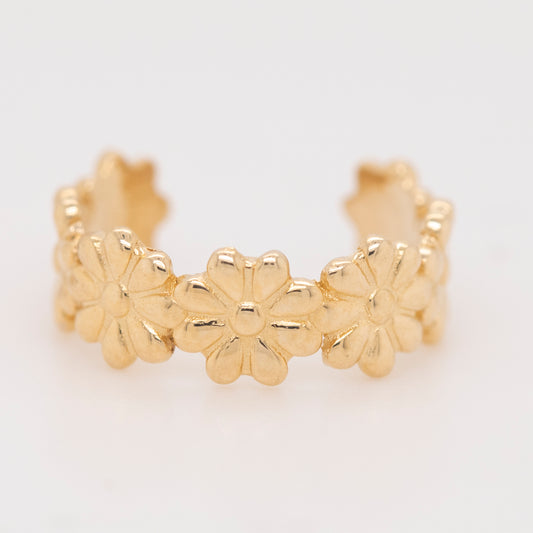 14K Yellow Gold Floral Ear Cuff