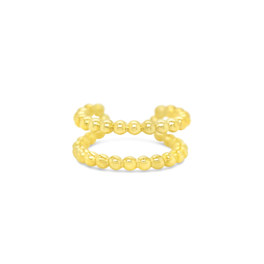 14K Yellow Gold Double Beaded Ear Cuff