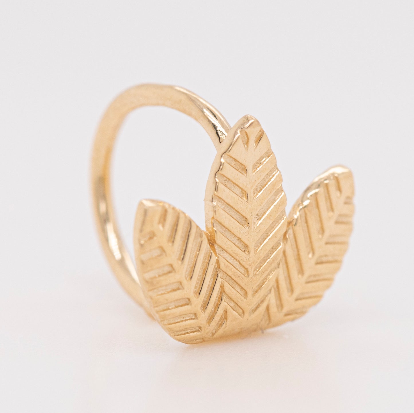 14K Yellow Gold Triple Leaf Ear Cuff