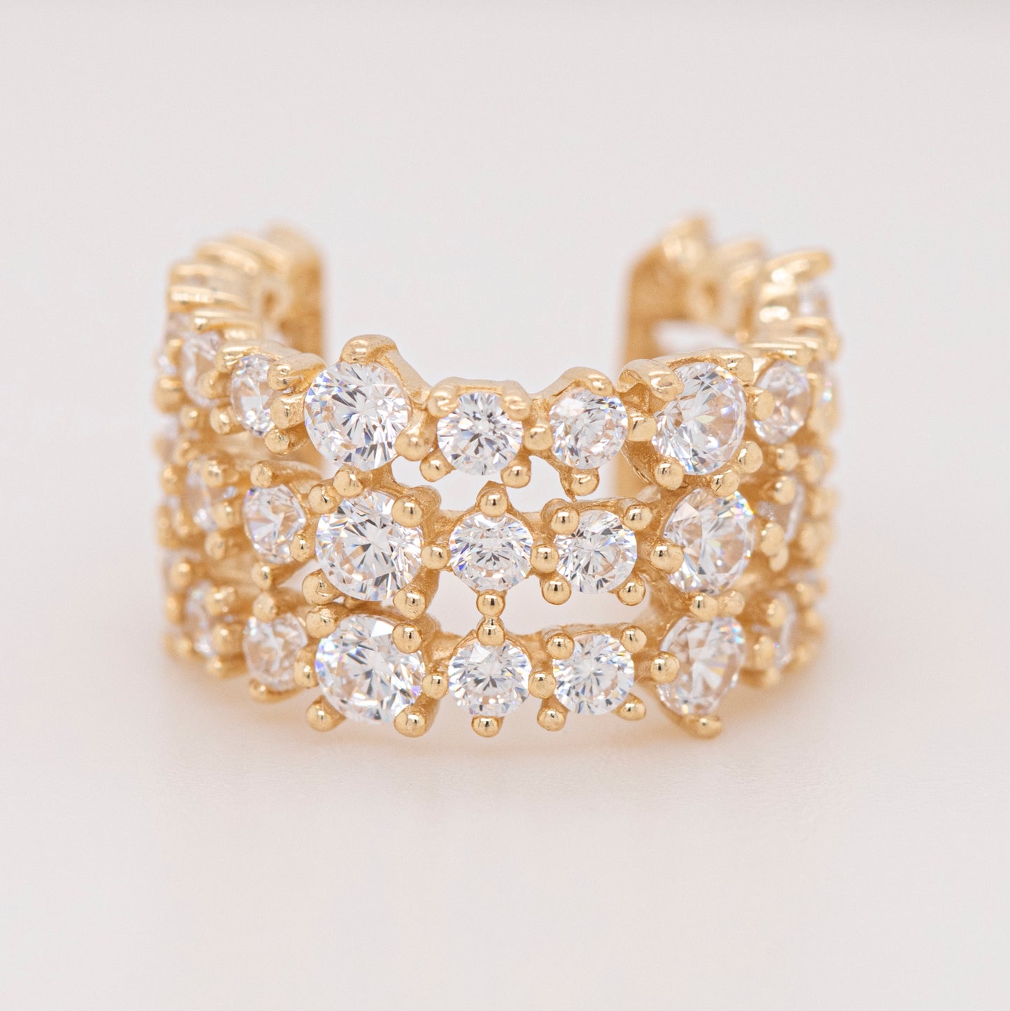 14K Yellow Gold Pavé CZ Statement Ear Cuff
