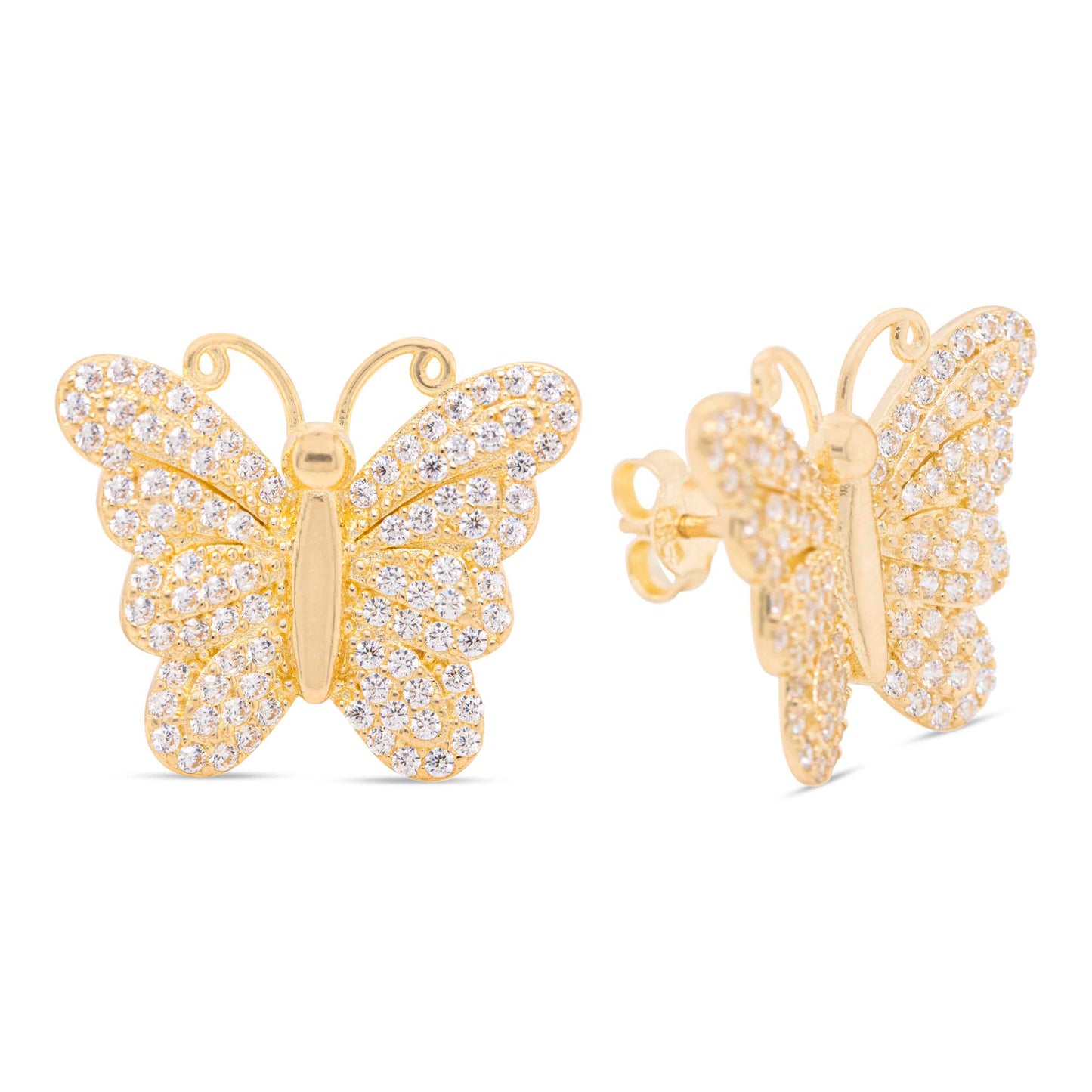 14k Yellow Gold MP CZ Butterfly Earring