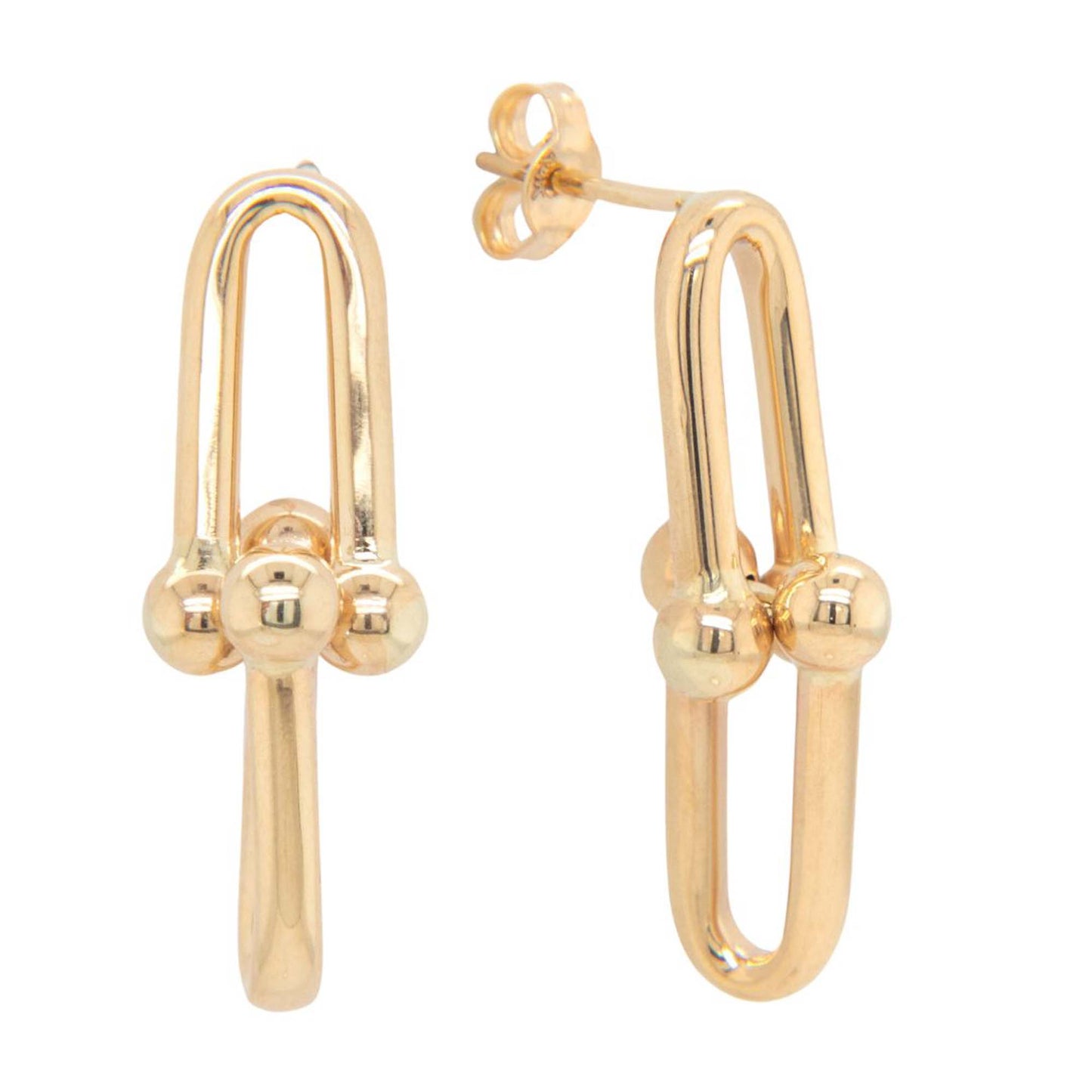 14K Yellow Gold U Link Dangling Earring