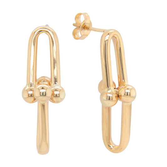 14K Yellow Gold U Link Dangling Earring