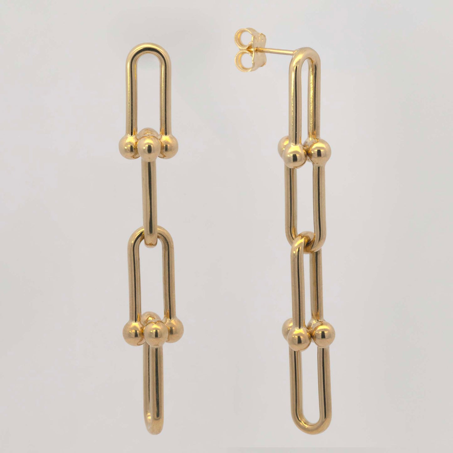 14K Yellow Gold U Link Dangling Earring-1