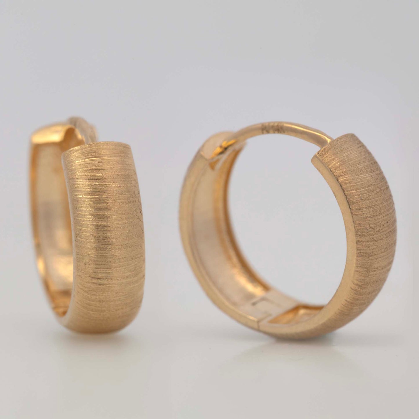 14k Yellow Gold Brushed Huggie Earring