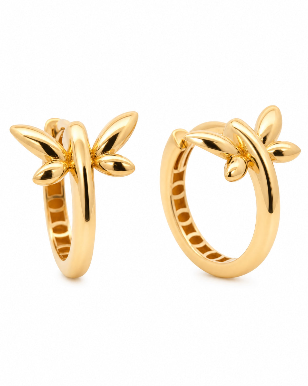 14k Yellow Gold Dragonfly Huggie Earring