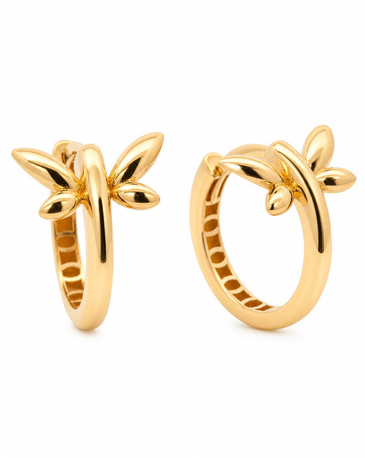14k Yellow Gold Dragonfly Huggie Earring