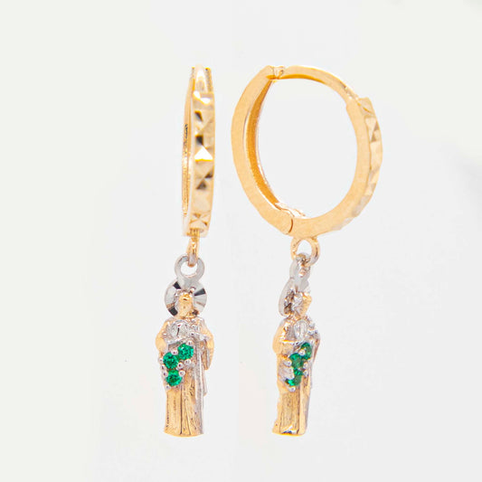 14k 2 Tones Gold San Benito Huggie Earring