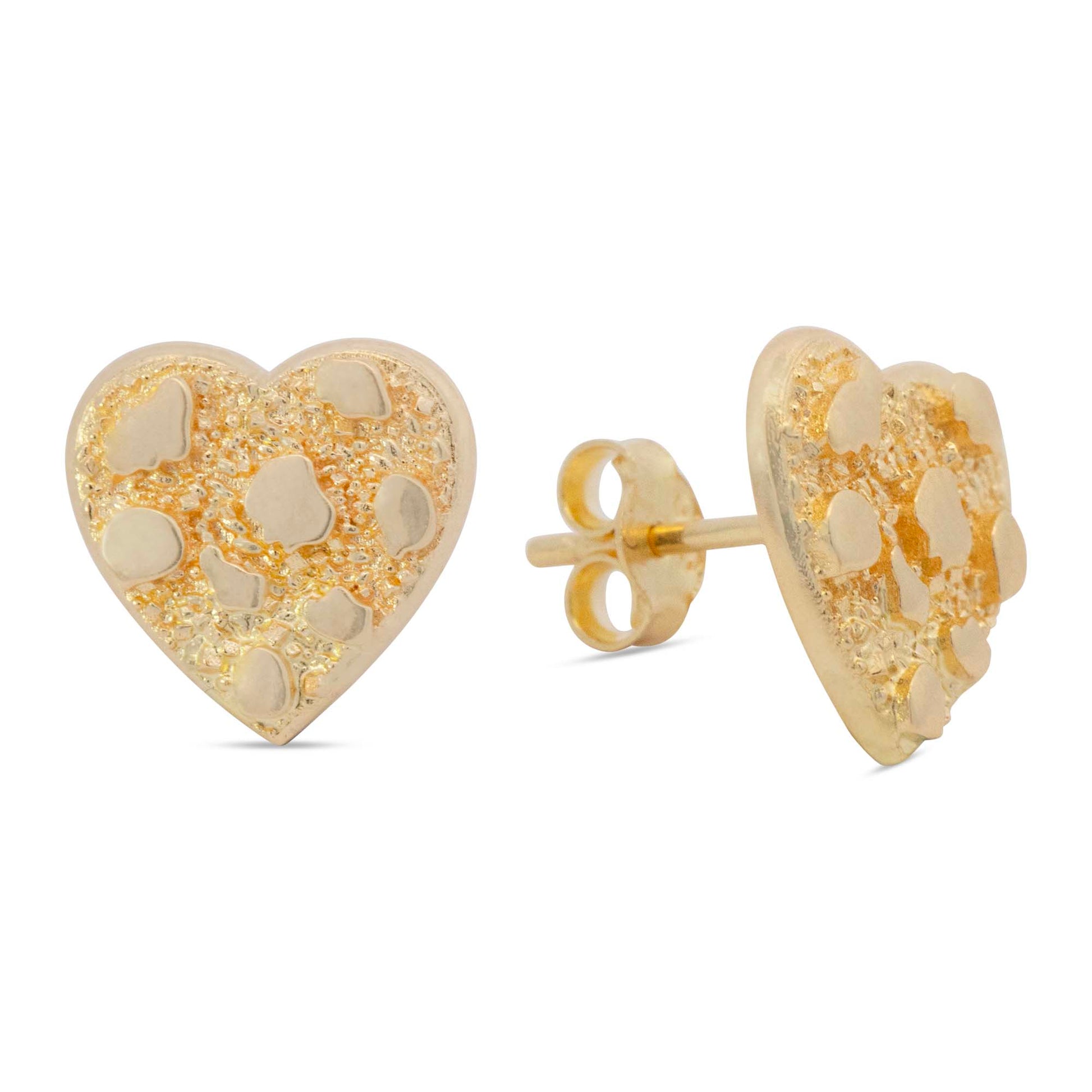 14k Yellow Gold Nugget Heart Earring