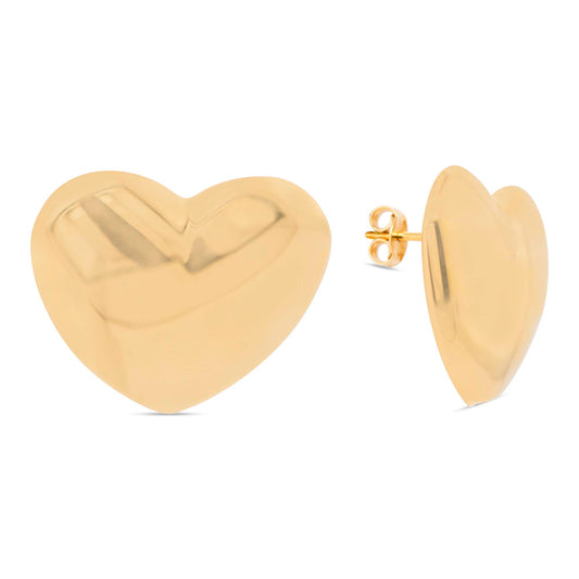 14k Yellow Gold Plain Heart Earring