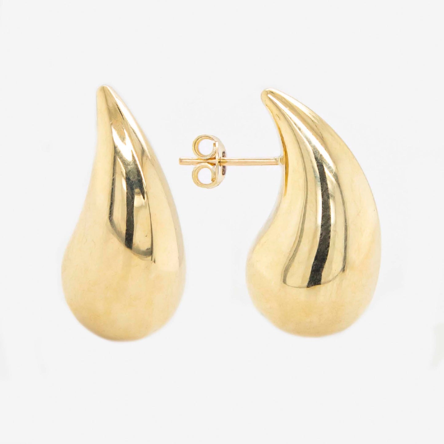 14k Yellow Gold Plain Teardrop Earring-1