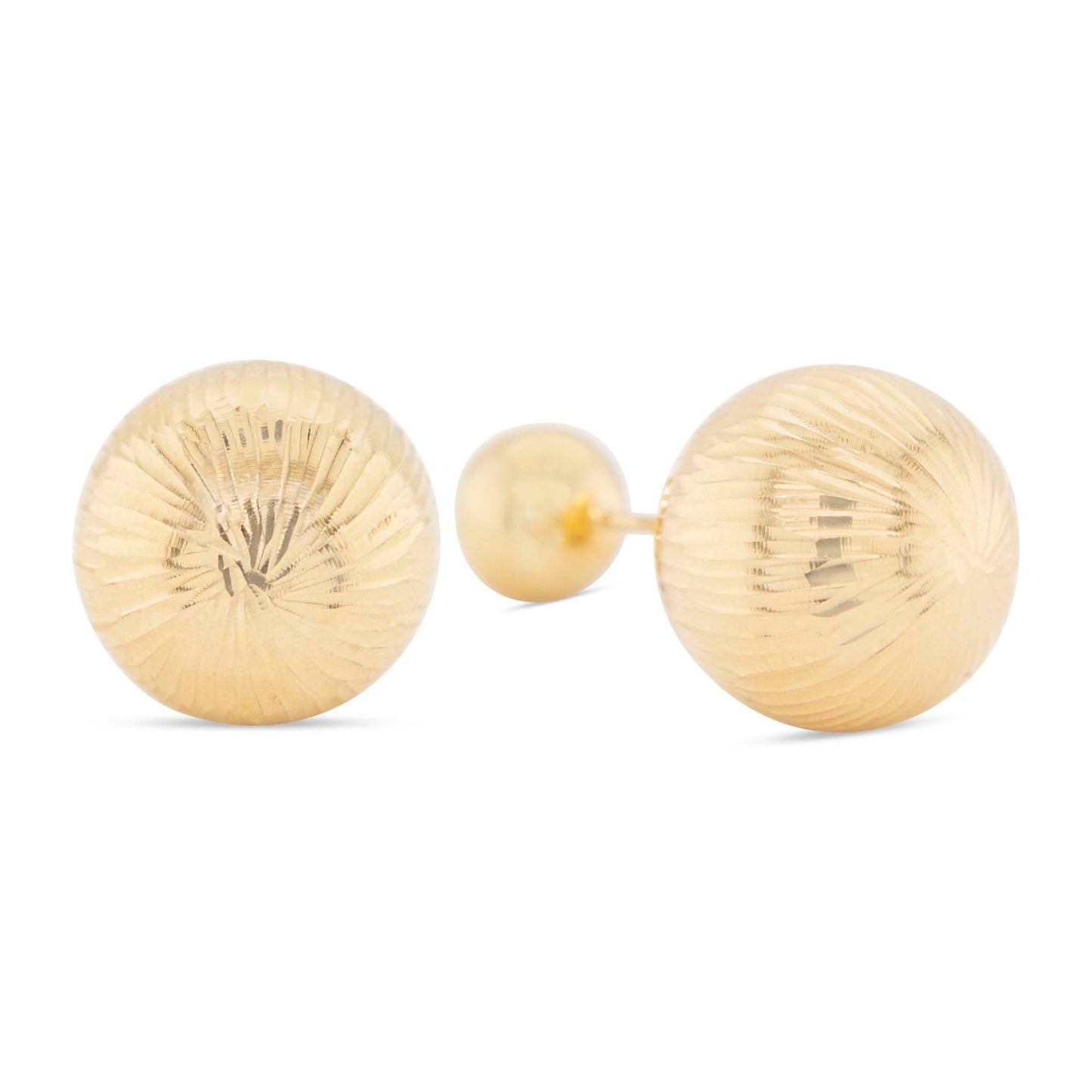 14k Yellow Gold Diamond Cut Doble Ball Earring