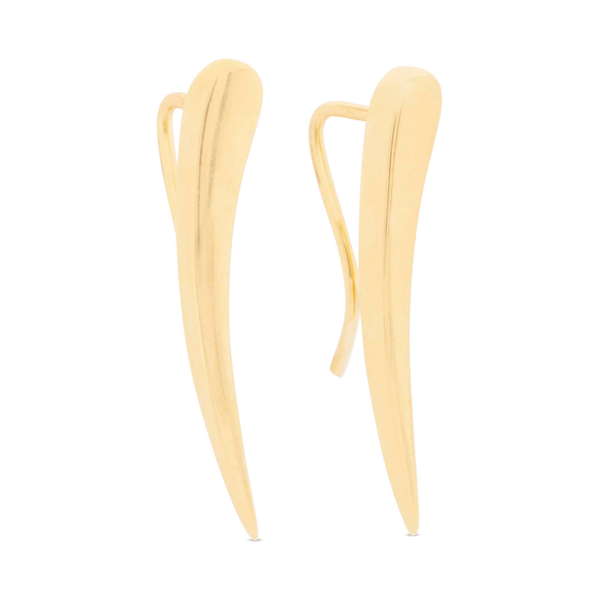 14k Yellow Gold Plain Shapes Earclimber Earring