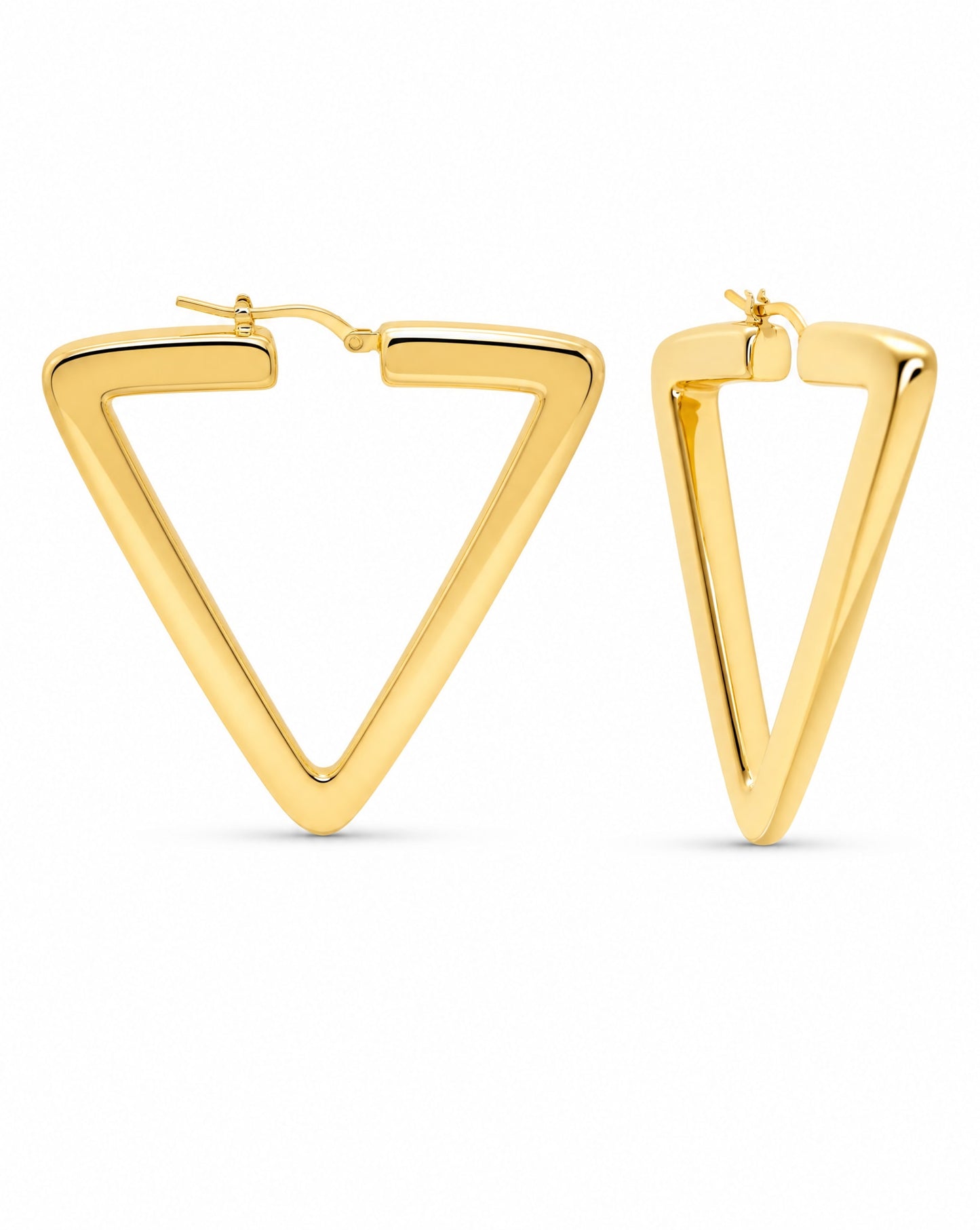 14K Yellow Gold Triangle Hoop Earrings