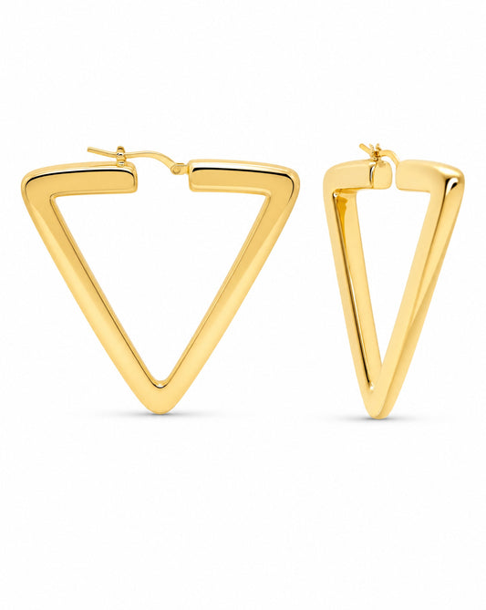 14K Yellow Gold Triangle Hoop Earrings