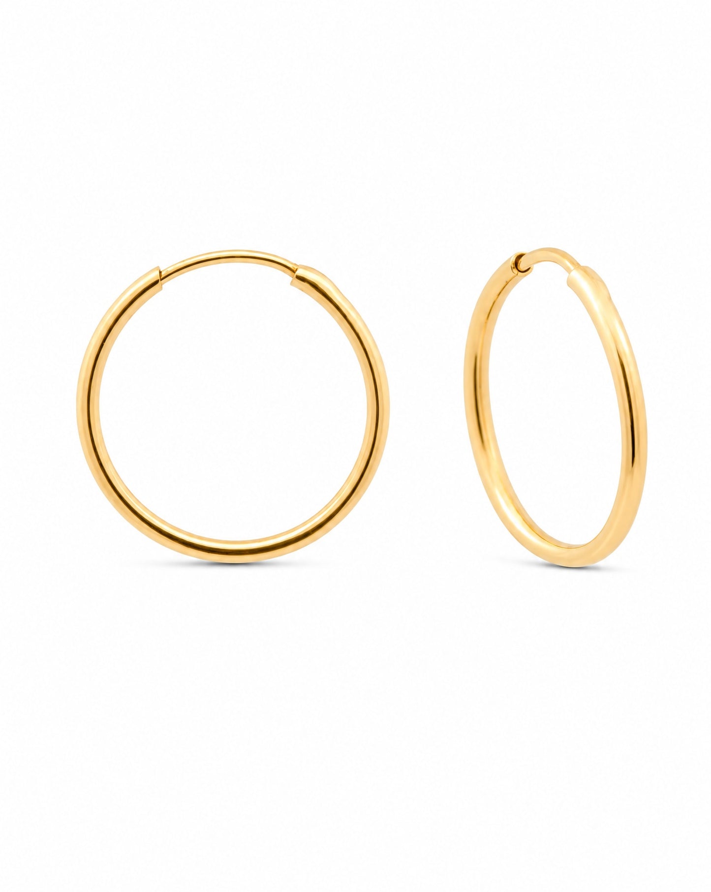 14K Yellow Gold 20MM Endless Hoop Earrings