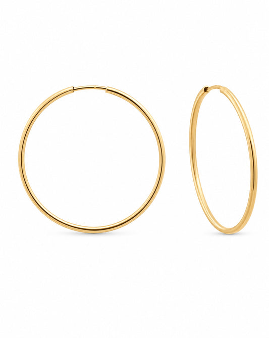 14K Yellow Gold 27MM Endless Hoop Earrings