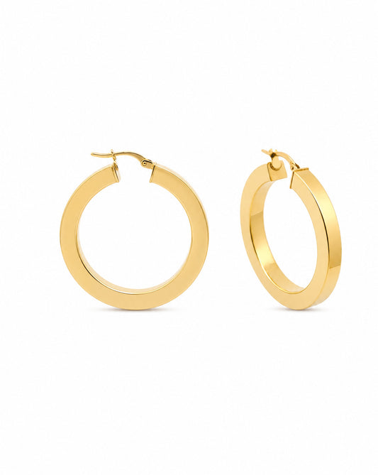 14K Yellow Gold 28MM Square Tube Hoop Earrings